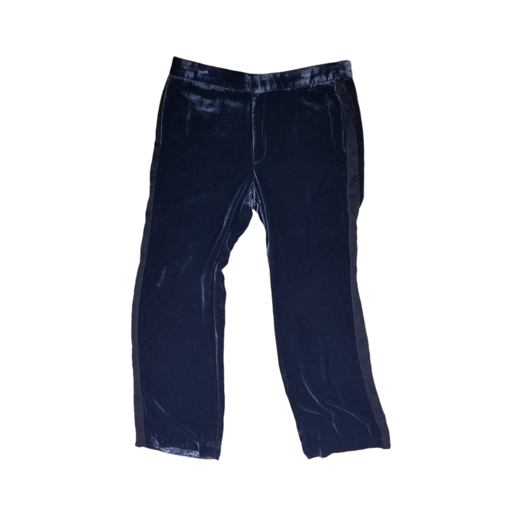 Free People velvet tuxedo satin stripe wide leg trousers pants